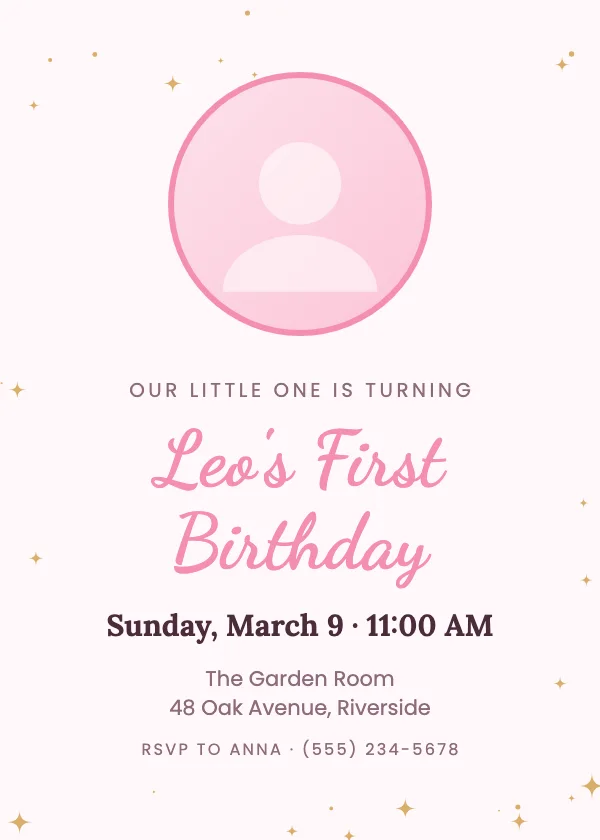 Photo First Birthday Invitation