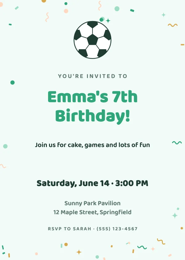 Soccer Star Birthday Invitation