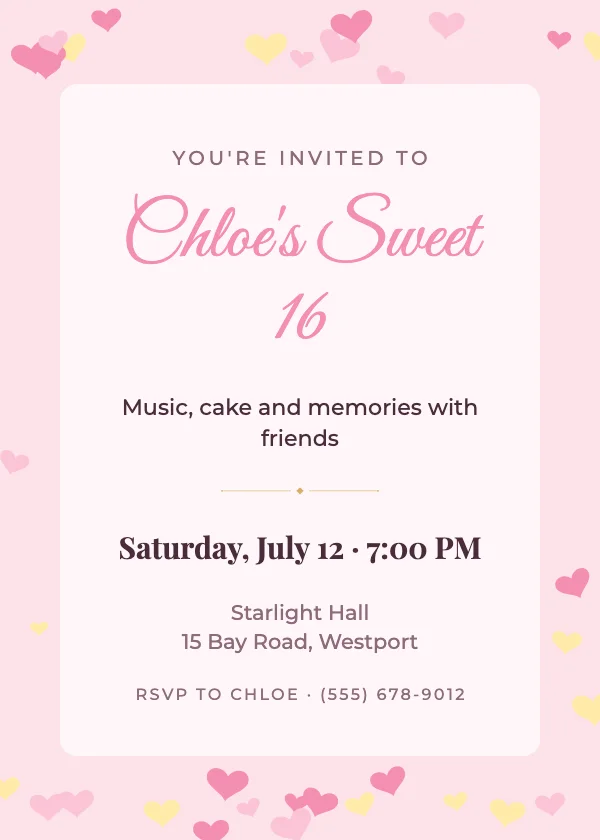 Sweet Sixteen Birthday Invitation