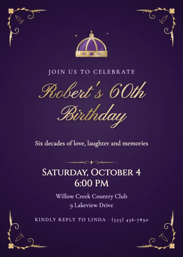 Velvet Crown Birthday Invitation