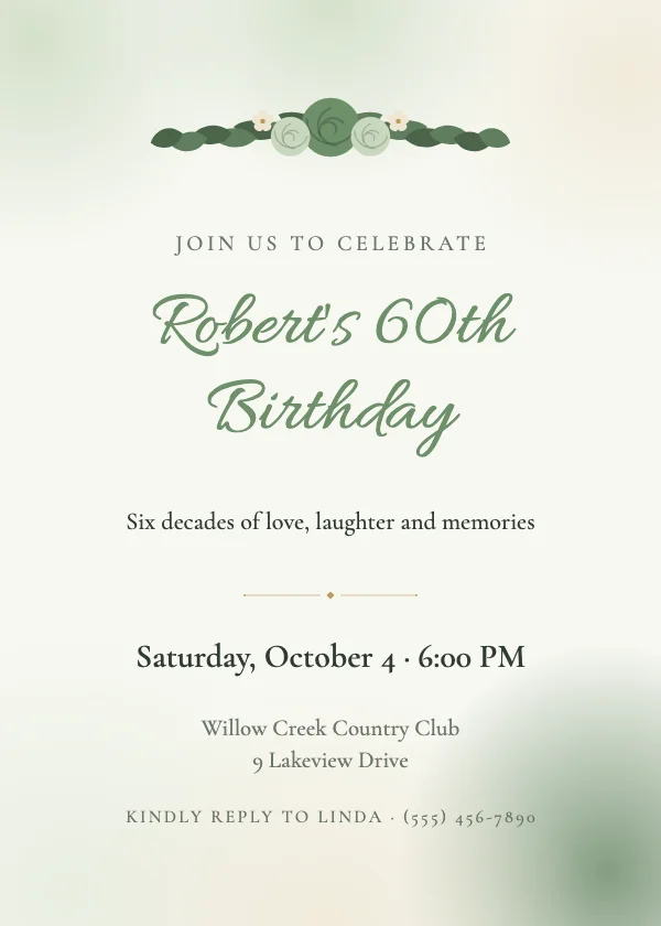 Watercolour Garden Birthday Invitation