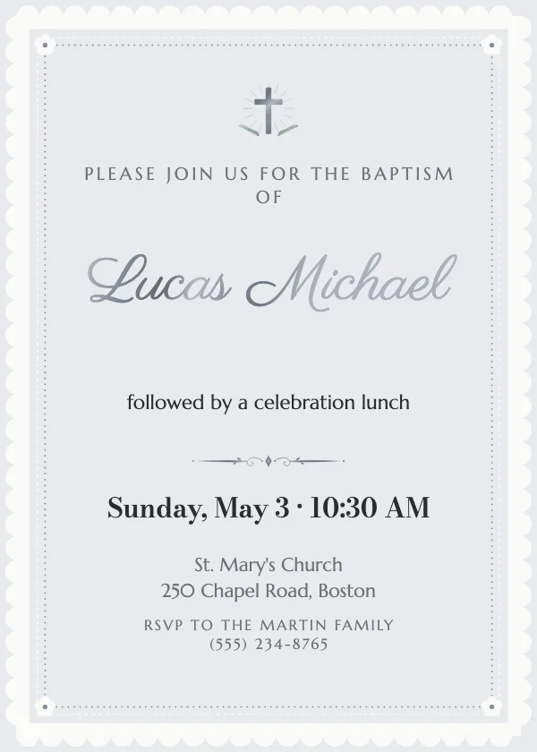 Pearl Lace Baptism Invitation