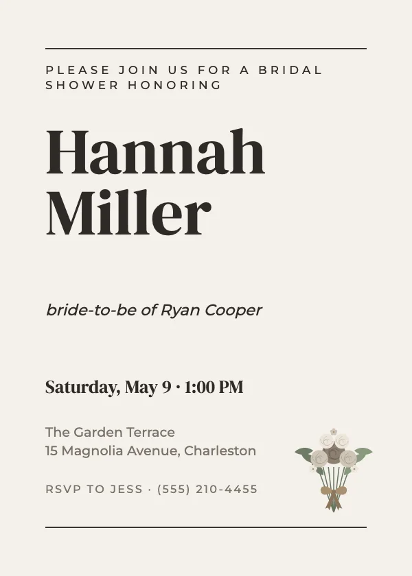 Editorial Bridal Shower Invitation