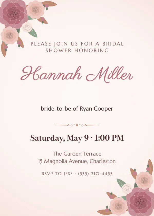 Luxe Peonies Bridal Shower Invitation