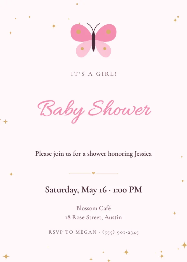 Butterfly Kisses Baby Shower Invitation