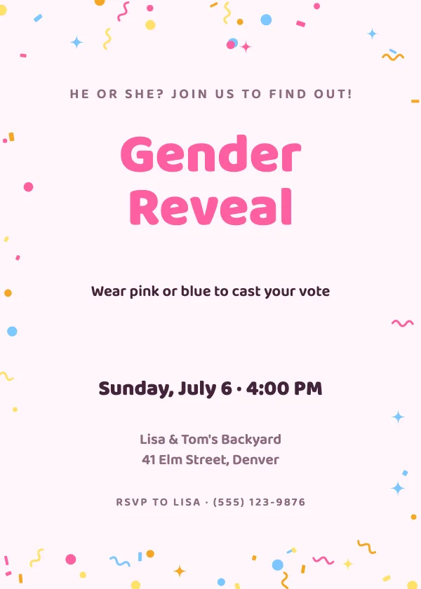 He or She Baby Shower Invitation