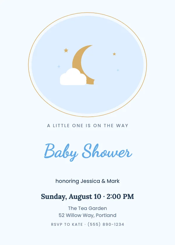 Over the Moon Oval Baby Shower Invitation