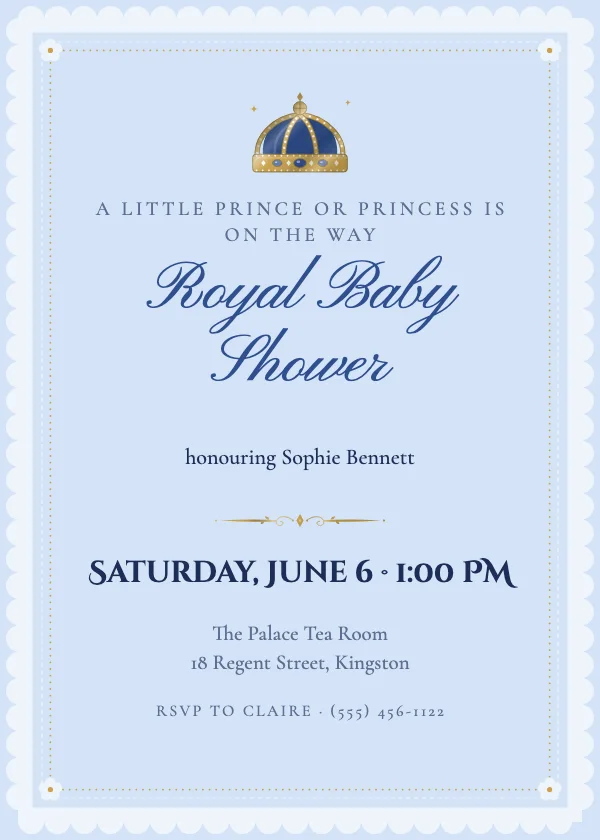 Little Prince Baby Shower Invitation