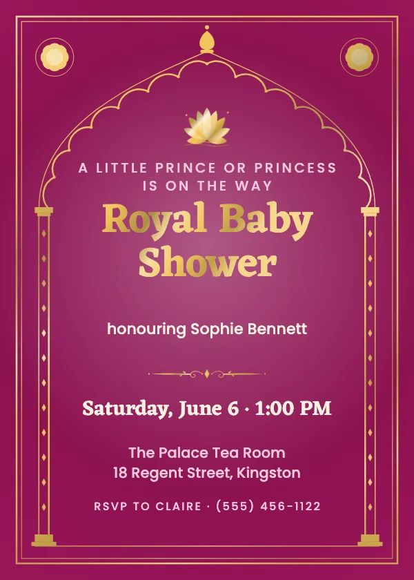 Rani Pink Jharokha Baby Shower Invitation