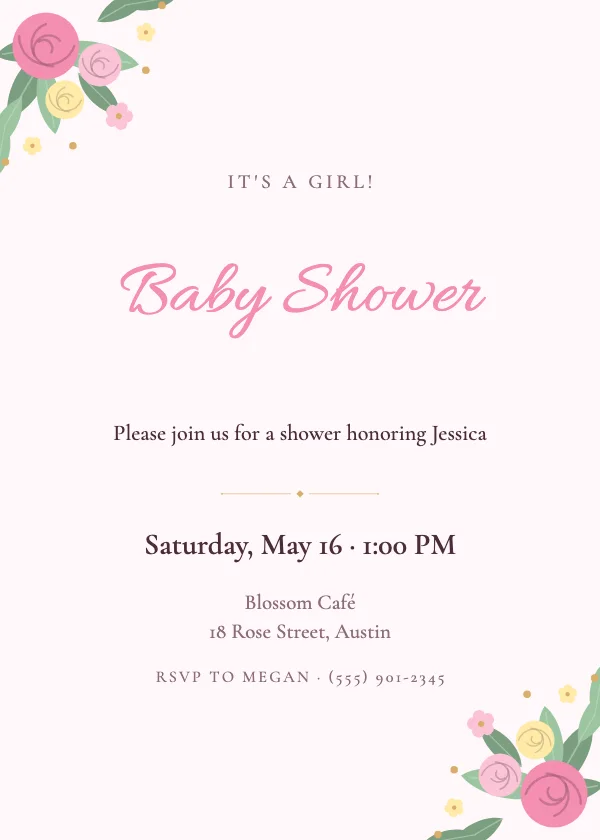 Sweet Blossoms Baby Shower Invitation