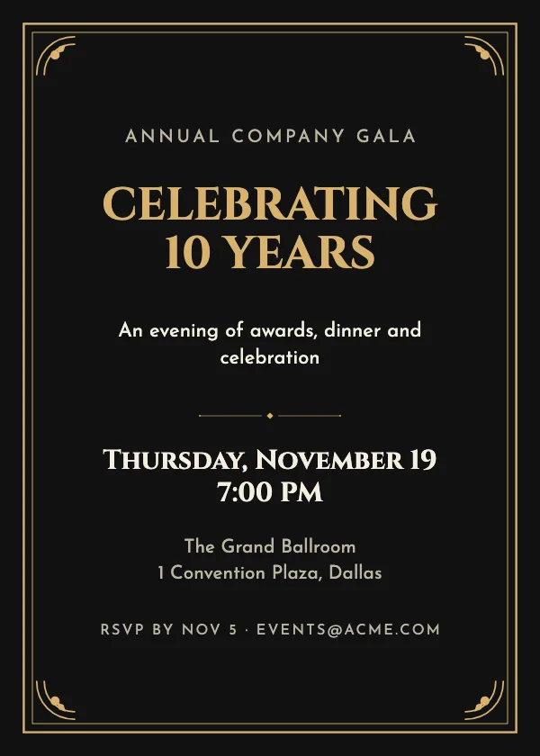 Black Tie Gala Event Invitation