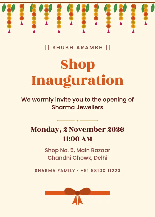 Shop Inauguration Event Invitation