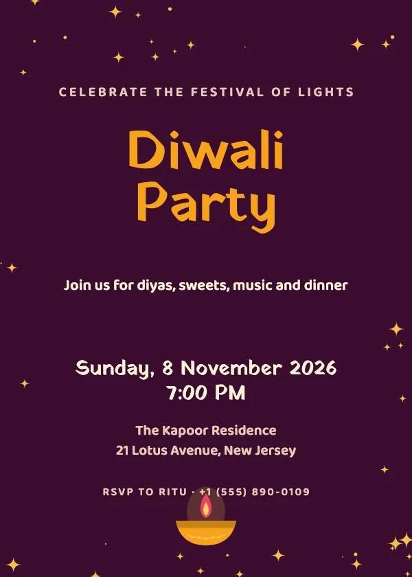 Festival of Lights Diwali Invitation