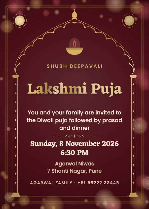 Jharokha Diya Diwali Invitation