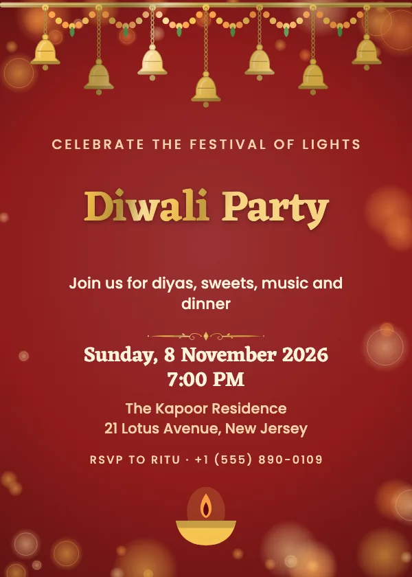 Temple Bells Diwali Invitation