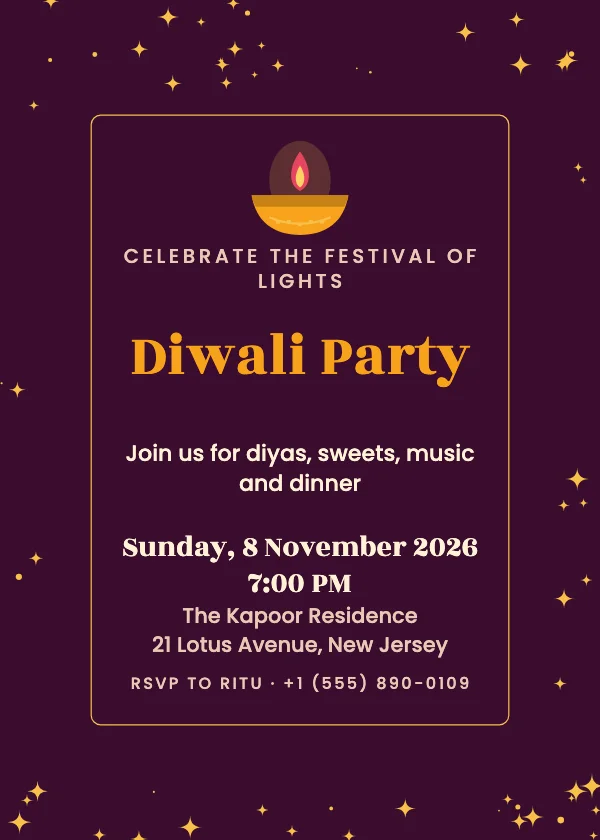 Vellum Diya Diwali Invitation