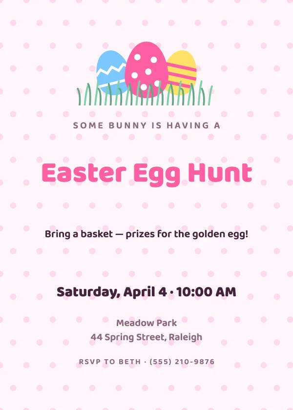 Egg Hunt Easter Invitation