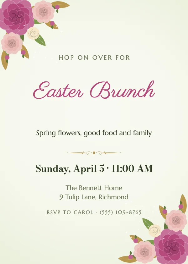 Luxe Peonies Easter Invitation