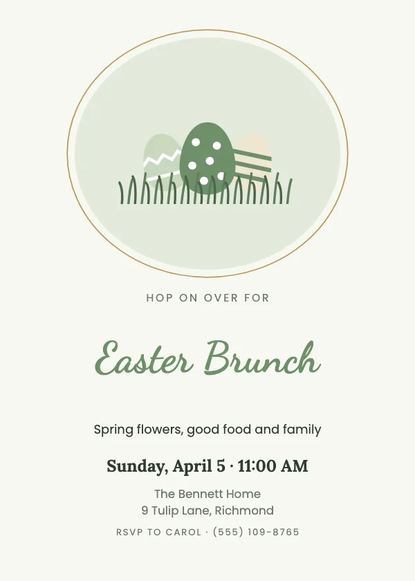 Oval Garden Easter Invitation