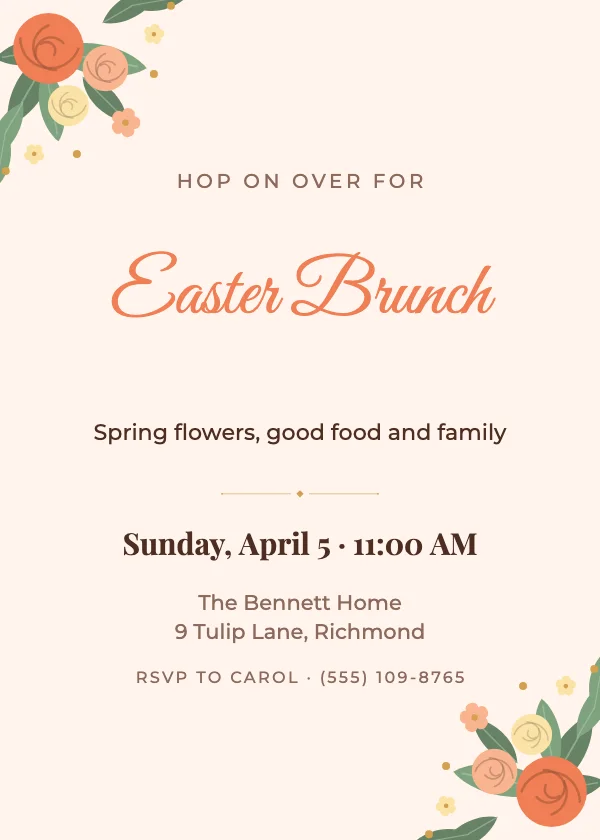 Spring Florals Easter Invitation