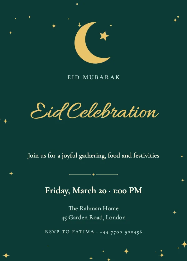 Golden Crescent Eid Invitation