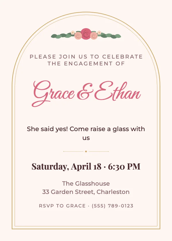 Blush Arch Engagement Invitation