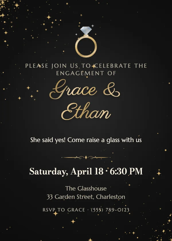 Diamond Solitaire Engagement Invitation