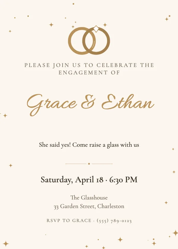 Golden Rings Engagement Invitation