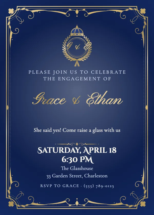 Royal Crest Engagement Invitation