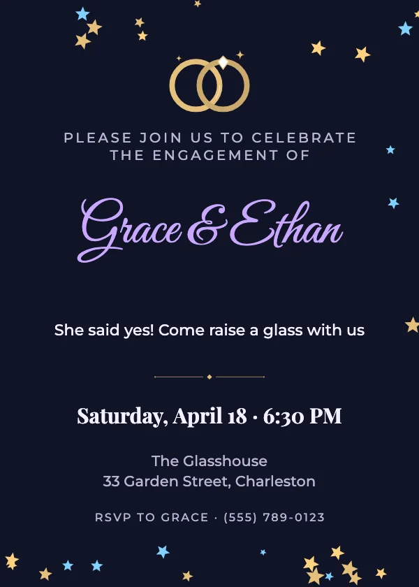 Starry Night Engagement Invitation