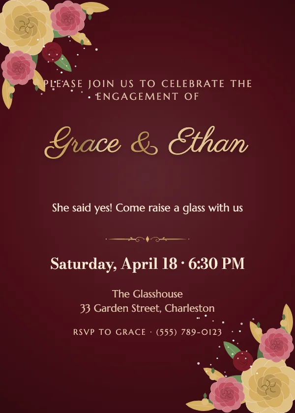 Velvet Roses Engagement Invitation