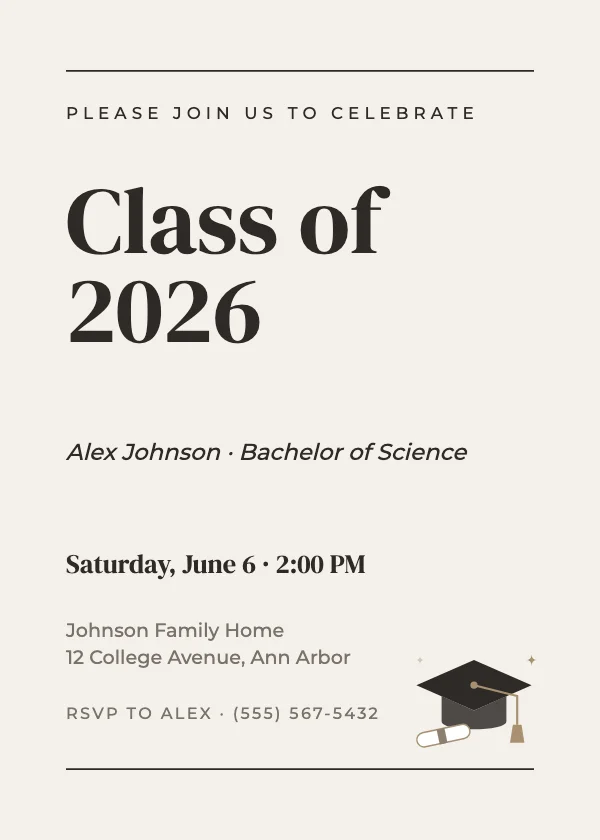 Editorial Graduation Invitation