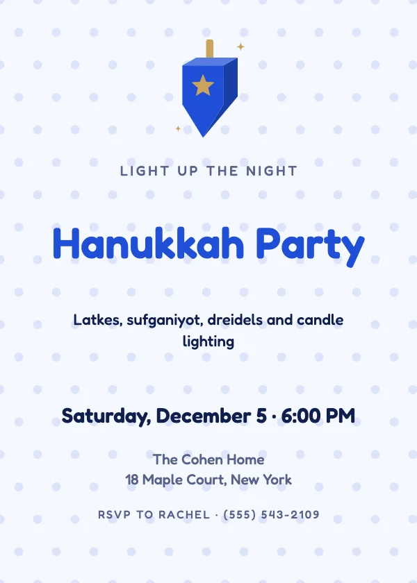 Dreidel Fun Hanukkah Party Invitation