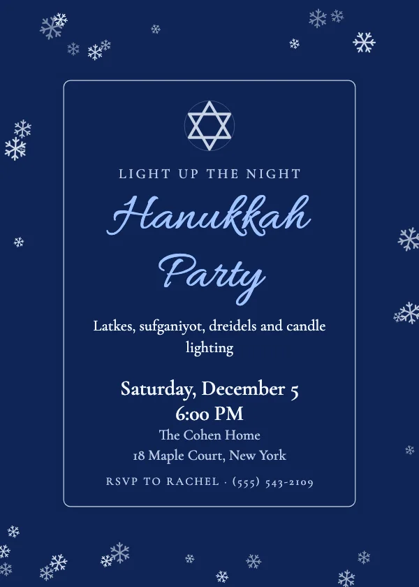 Festival of Lights Hanukkah Party Invitation