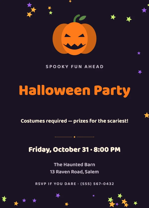 Jack-o’-Lantern Halloween Party Invitation