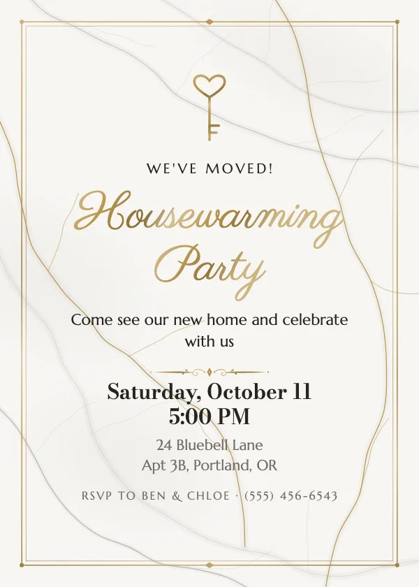 Marble & Gold Housewarming Invitation