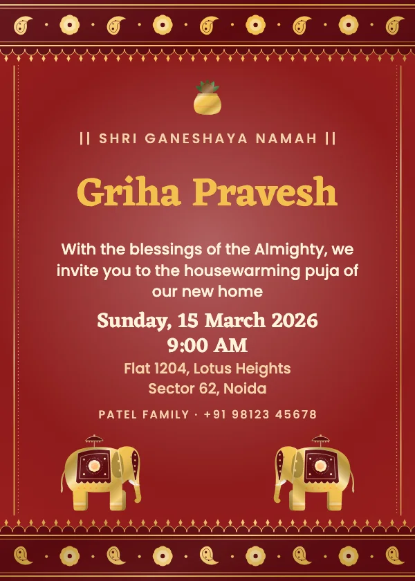 Royal Elephants Housewarming Invitation