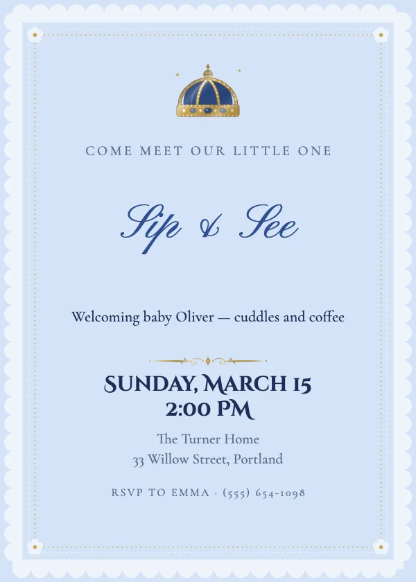 Little Prince Naming Ceremony Invitation