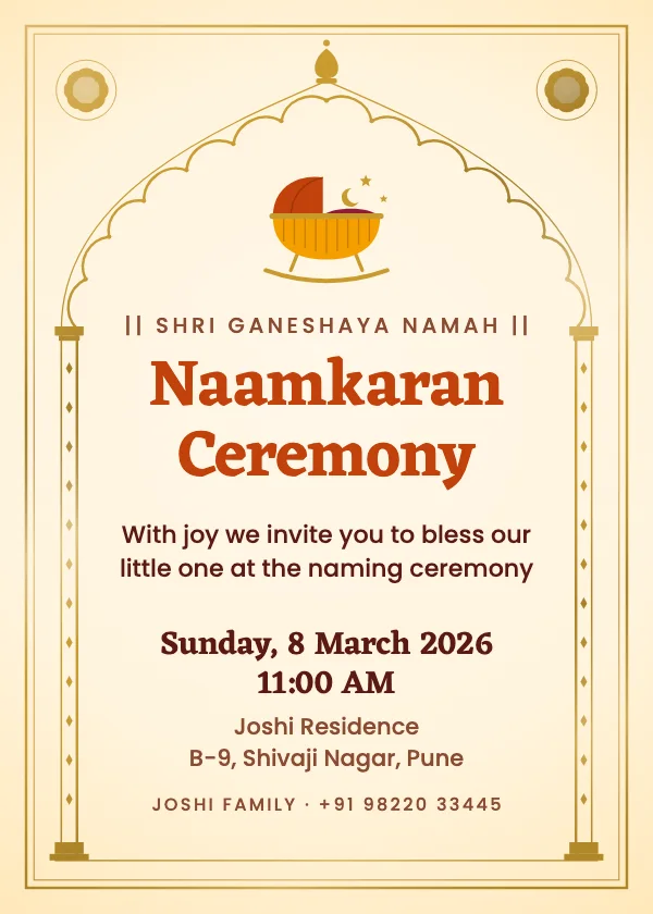 Royal Cradle Naming Ceremony Invitation