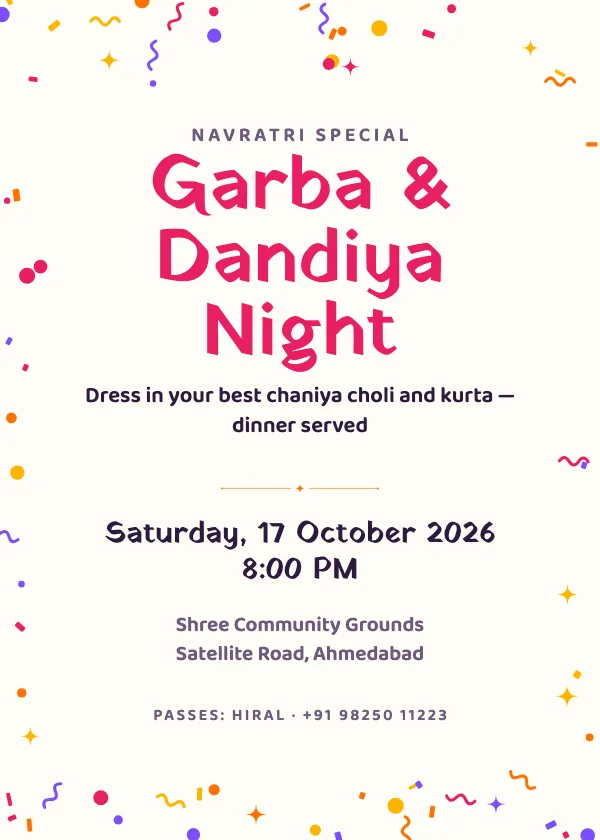 Colour Pop Navratri Invitation