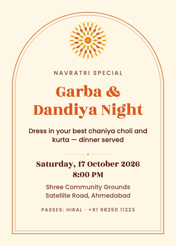 Garba Mandala Navratri Invitation