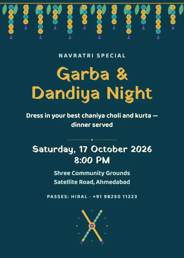 Peacock Toran Navratri Invitation