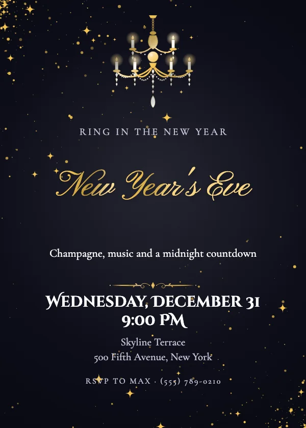 Chandelier Ballroom New Year’s Eve Invitation