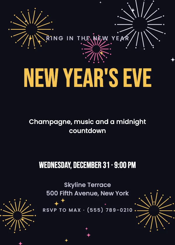 Fireworks New Year’s Eve Invitation