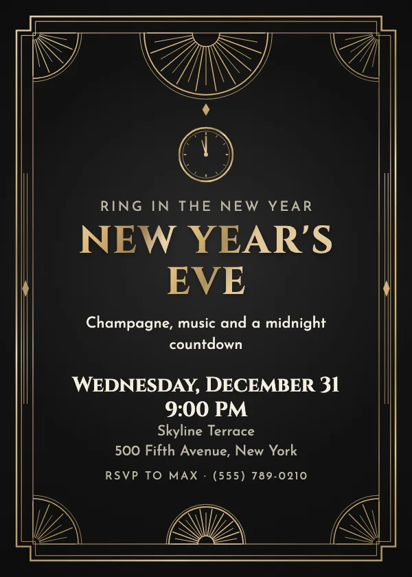 Grand Deco New Year’s Eve Invitation