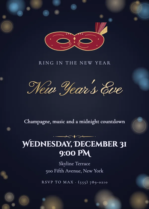 Masquerade New Year’s Eve Invitation