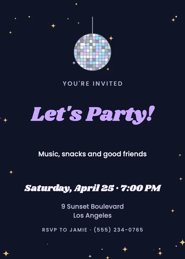 Disco Ball Party Invitation