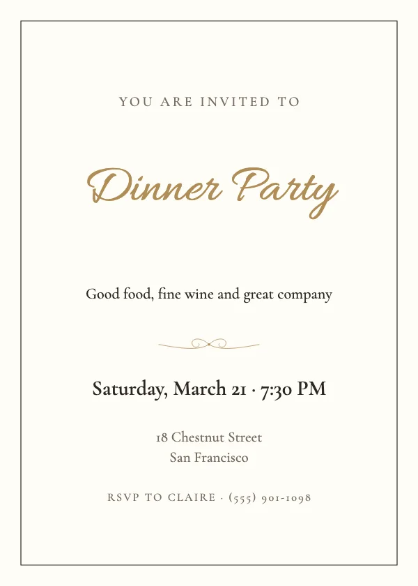 Elegant Dinner Party Invitation