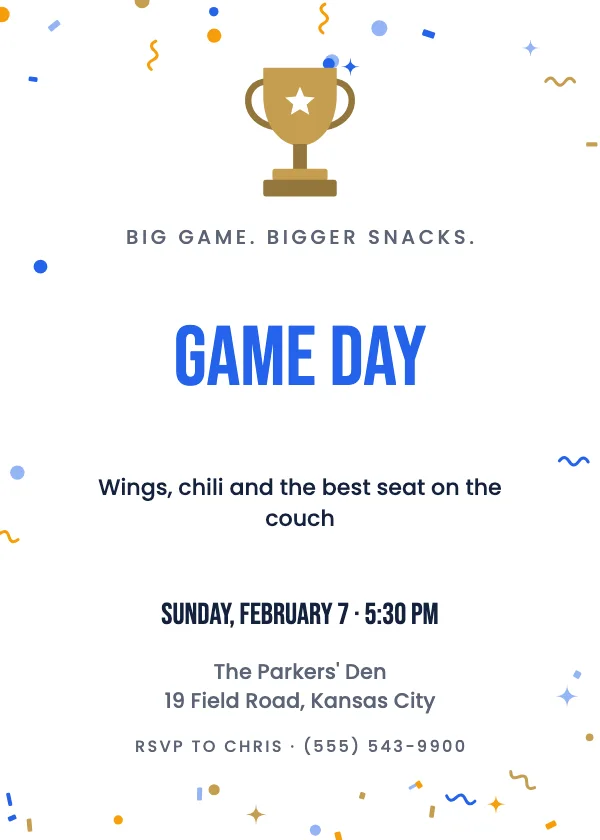 Game Day Party Invitation