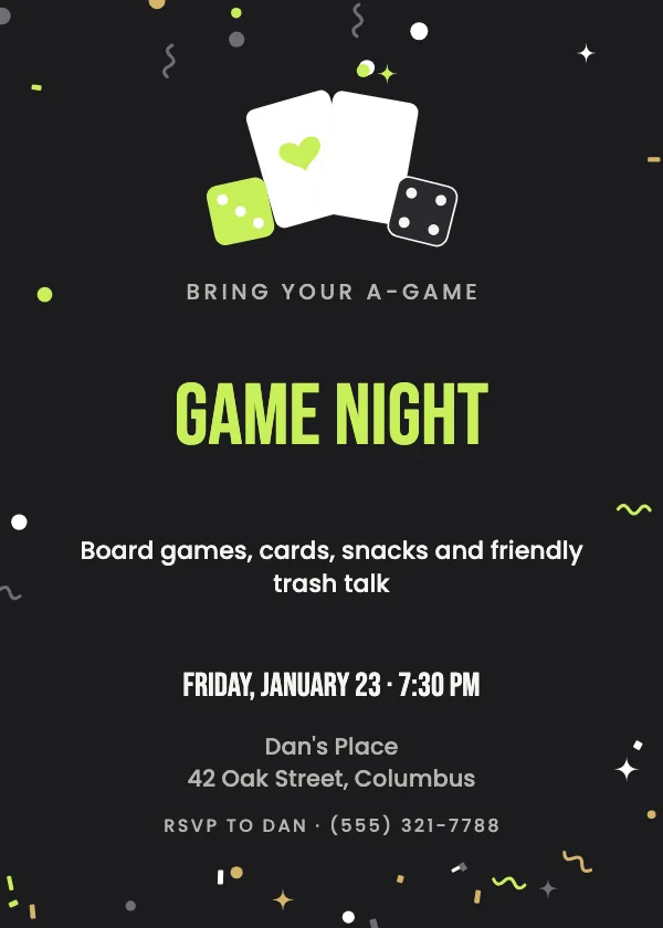 Game Night Party Invitation